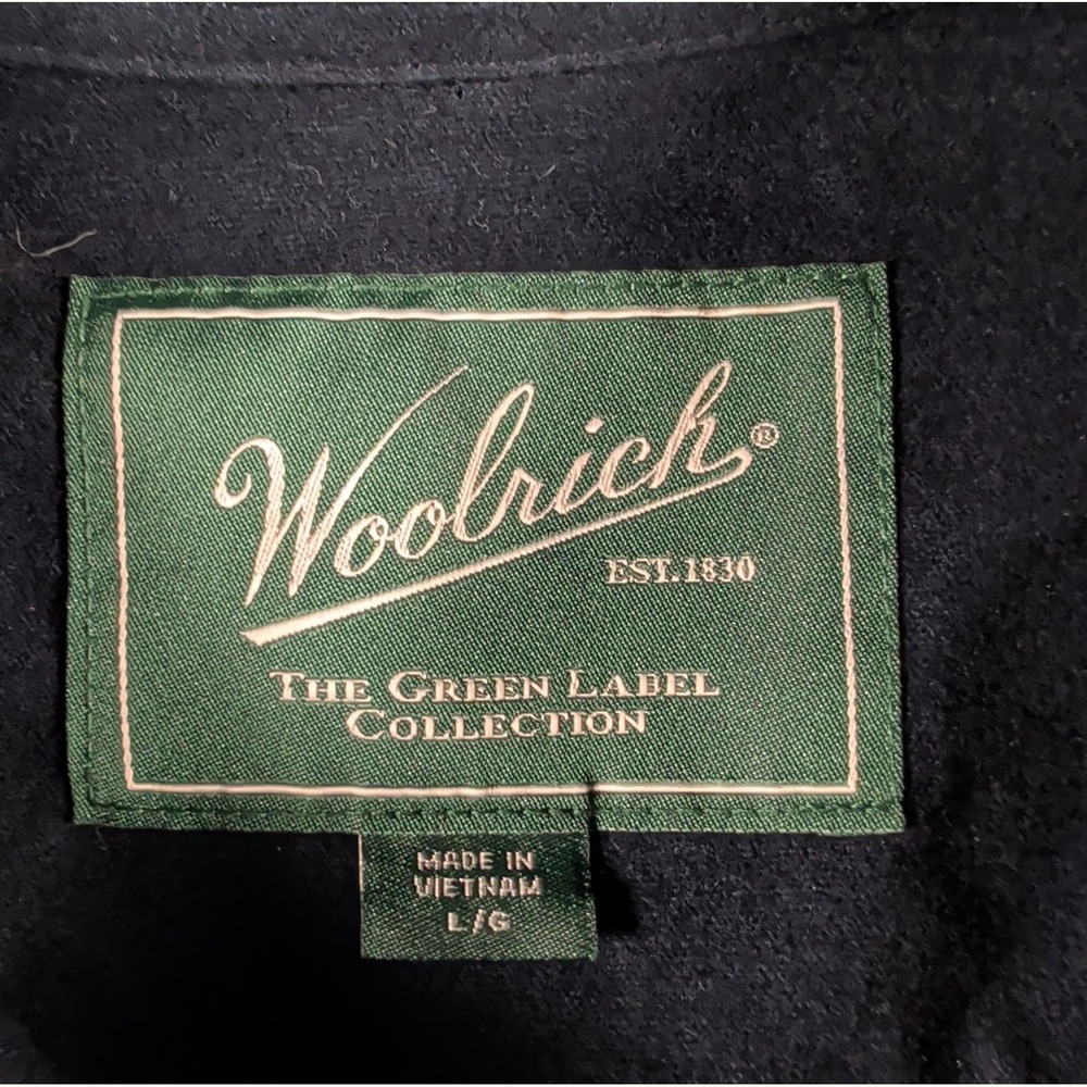 WOOLRICH Green Label Mens LS Shirt Chamois Cloth Flannel‎ Forest Navy L #5578 - Picture 4 of 9